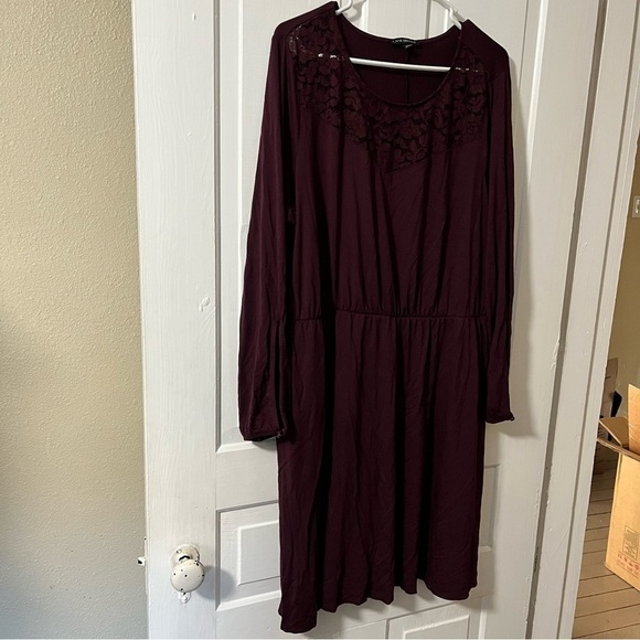 Lane Bryant Maroon Long Sleeve Dress 18/20 T1 - Picture 2 of 6